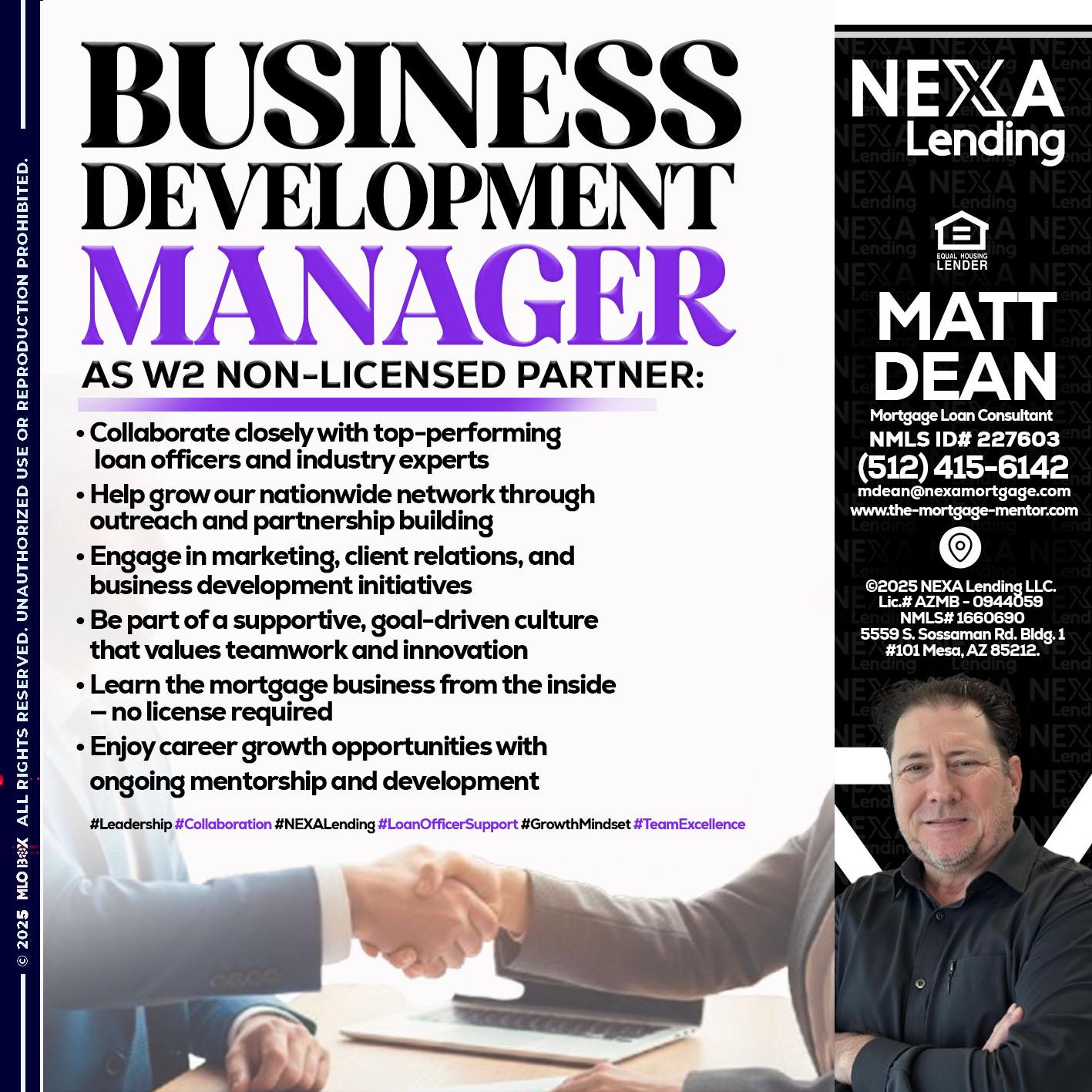 business development - Matt Dean -Mortgage Loan Consultant