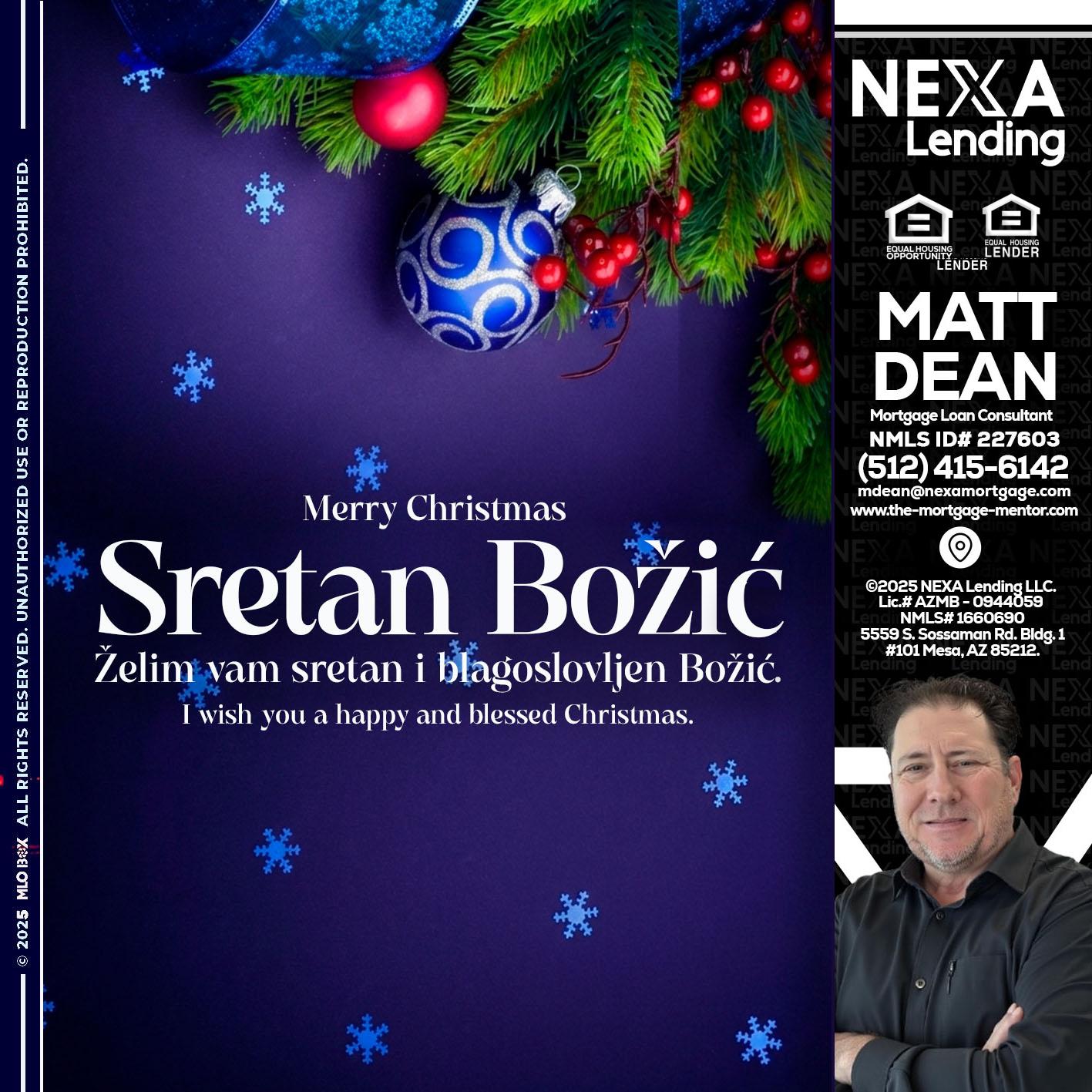 Sretan Božić - Matt Dean -Mortgage Loan Consultant
