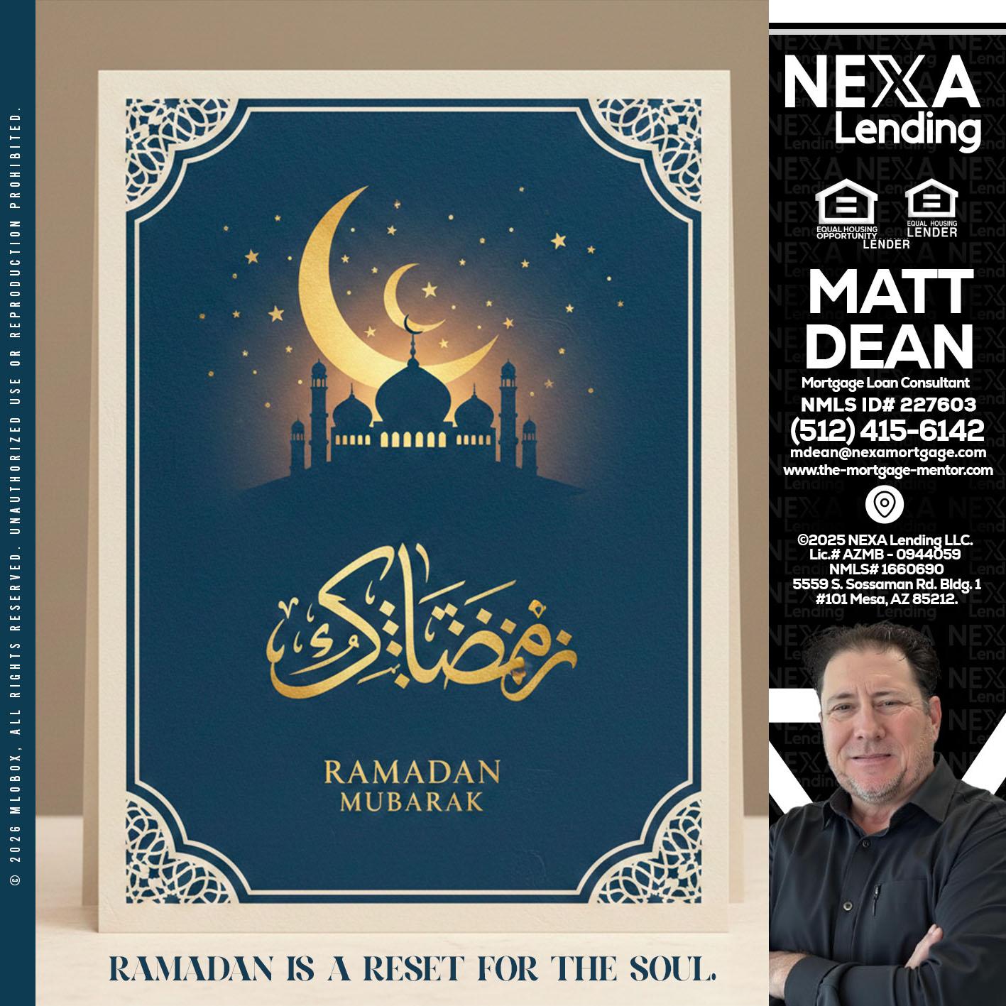 HAPPY RAMADAN - Matt Dean -Mortgage Loan Consultant