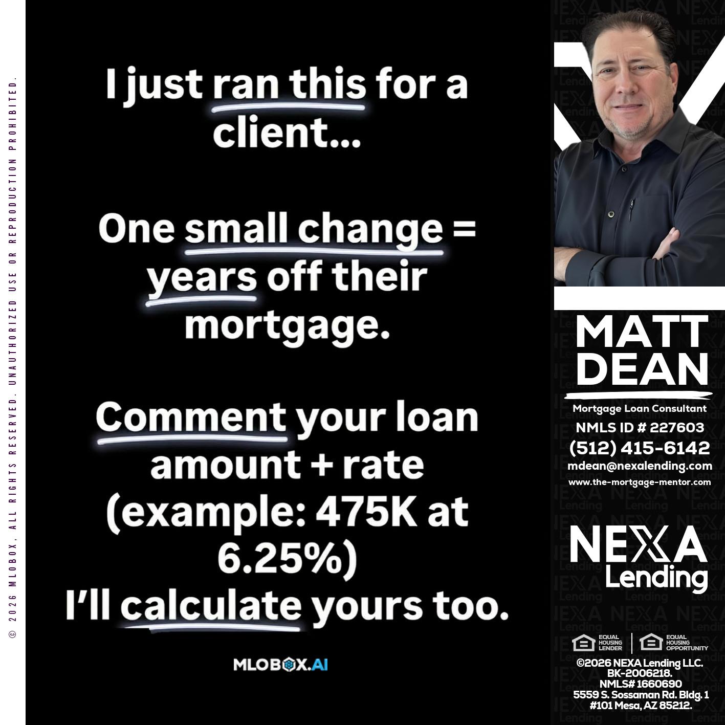 I JUST RAN - Matt Dean -Mortgage Loan Consultant