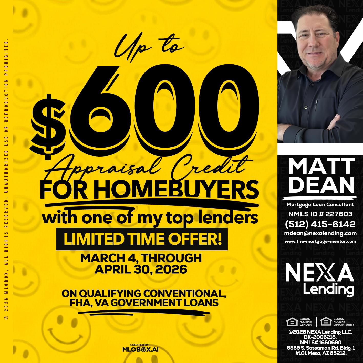 UP TO 600 - Matt Dean -Mortgage Loan Consultant