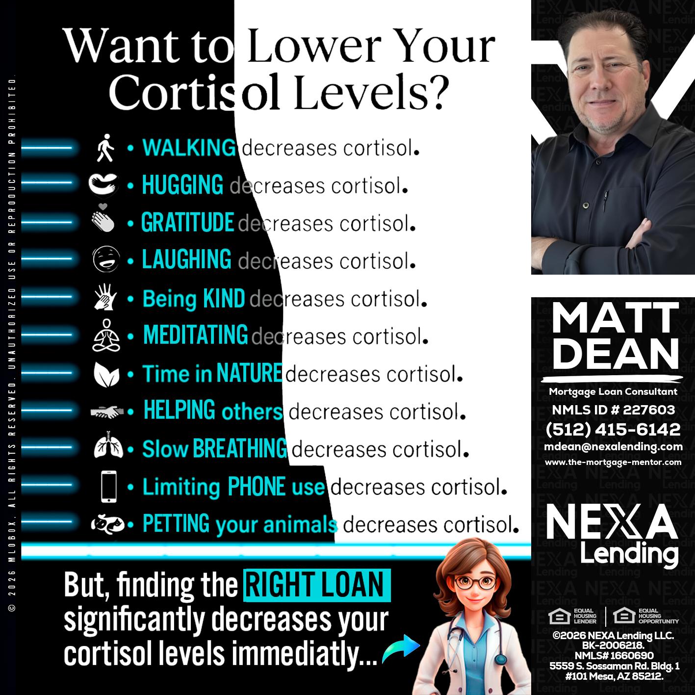 Want to lower Your Cortisol Levels? - Matt Dean -Mortgage Loan Consultant
