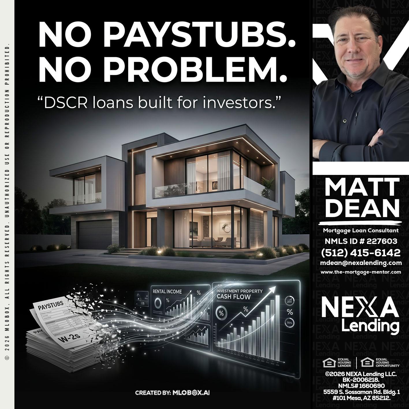 no paystub - Matt Dean -Mortgage Loan Consultant