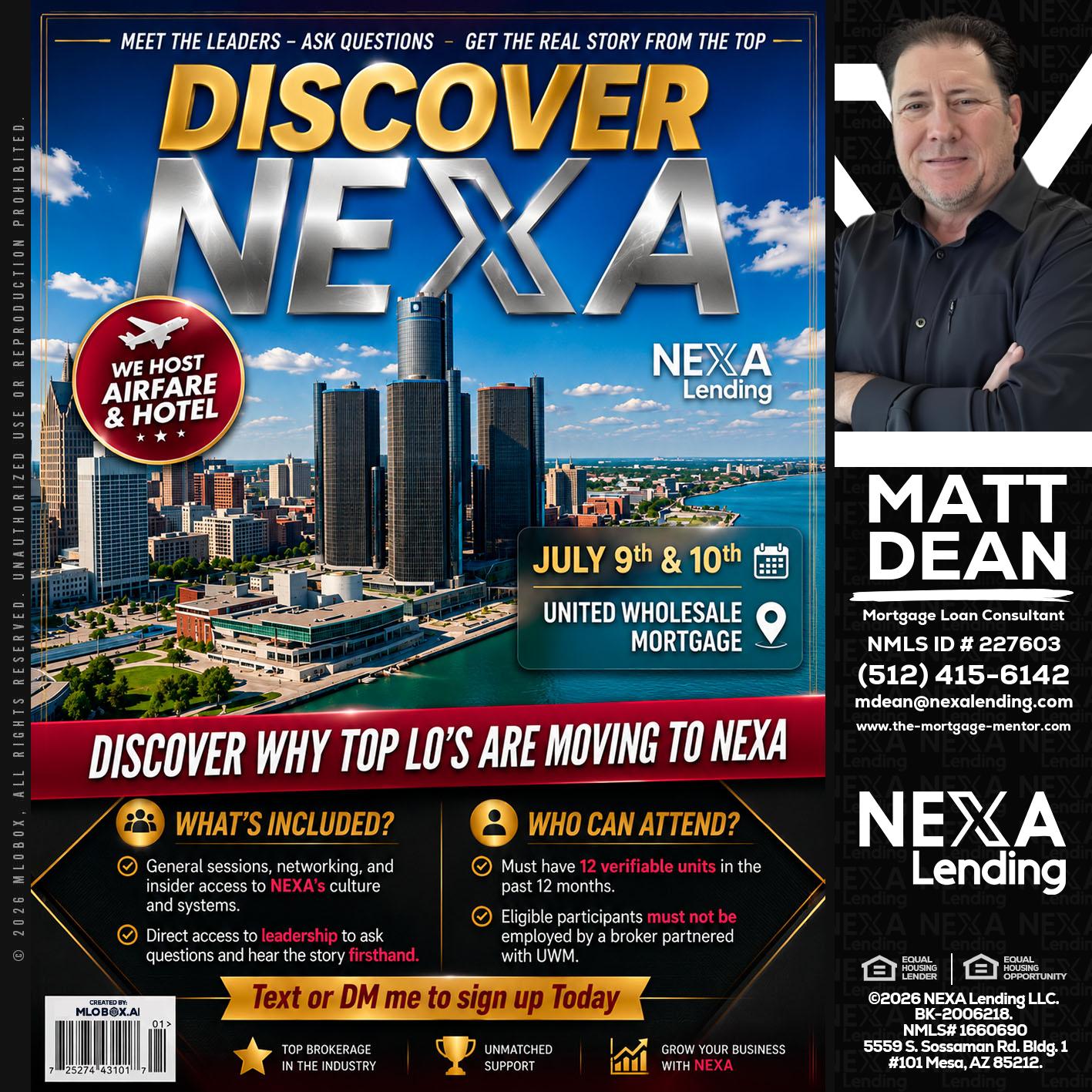 DISCOVER NEXA - Matt Dean -Mortgage Loan Consultant