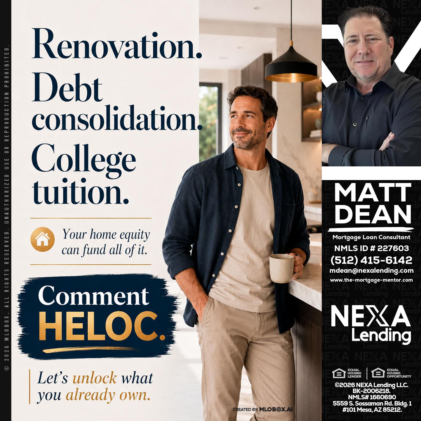 RENOVATION DEBT - Matt Dean -Mortgage Loan Consultant
